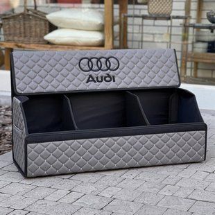 Органайзер в багажник с логотипом Audi из экокожи, серый, 80 см, складной органайзер в багажник 000005284 фото