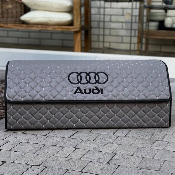 Органайзер в багажник с логотипом Audi из экокожи, серый, 80 см, складной органайзер в багажник 000005284 фото