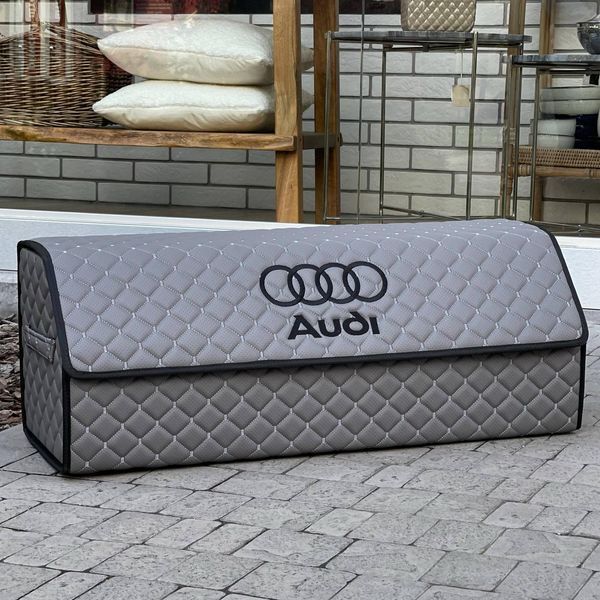 Органайзер в багажник с логотипом Audi из экокожи, серый, 80 см, складной органайзер в багажник 000005284 фото