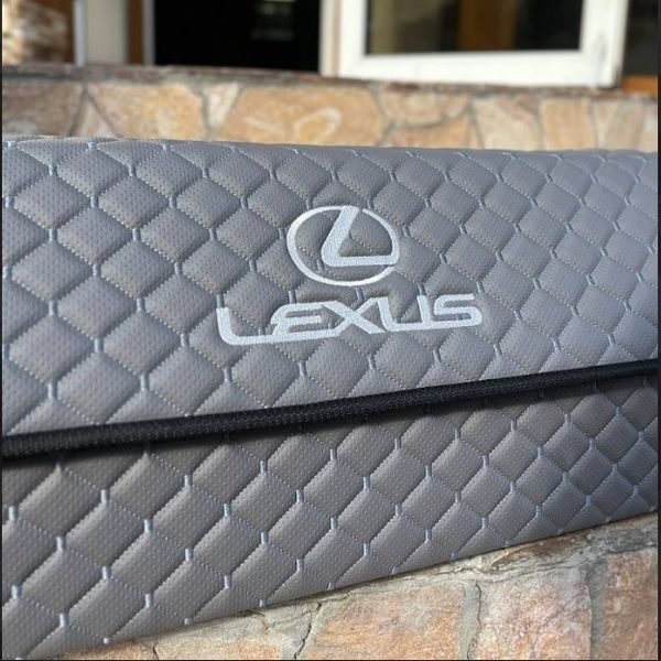 Органайзер в багажник с вышивкой Lexus, серый, 80см, автомобильный органайзер в авто 000005281 фото