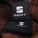 Подушка та плед в автомобіль з логотипом Seat, флісовий набір FLISET-SEAT-BLK-WHI фото 1