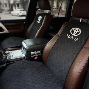 Накидки на сидіння АЛЬКАНТАРА ПРЕМІУМ з вишивкою TOYOTA (Тойота), передній ряд 000005656 фото