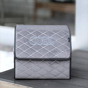 Органайзер в багажник с логотипом Audi из велюра, серый, 35 см, сумка-органайзер в авто 200041869 фото