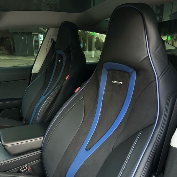 Чохли на сидіння INTEGRAL 5D, CarFashion, комплект, чорний/синій 000007503 фото