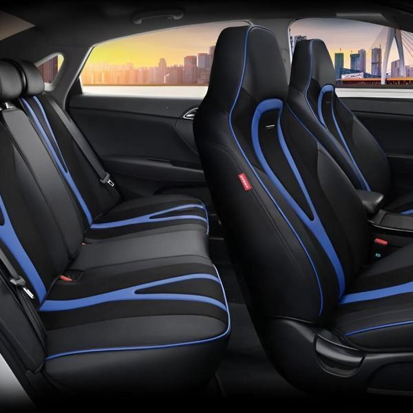 Чохли на сидіння INTEGRAL 5D, CarFashion, комплект, чорний/синій 000007503 фото