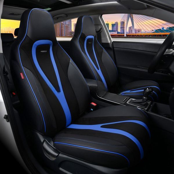 Чохли на сидіння INTEGRAL 5D, CarFashion, комплект, чорний/синій 000007503 фото