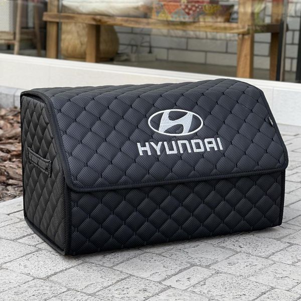 Органайзер в багажник с вышивкой Hyundai, черный, 50 см, автомобильный органайзер в авто ORG50-HYUNDAI-01 фото