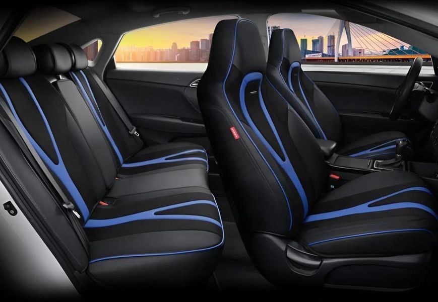 Чохли на сидіння INTEGRAL 5D, CarFashion, комплект, чорний/синій 000007503 фото