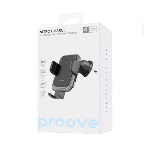 Автомобільний тримач із бездротовим зарядним Proove Nitro Charge 15W чорний 000006833 фото