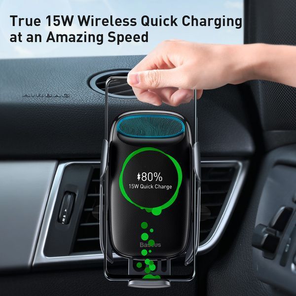 Тримач для телефона в автомобіль BASEUS Milky Way Electric Bracket Wireless Charger (15W) (WXHW02-01) WXHW02-01 фото