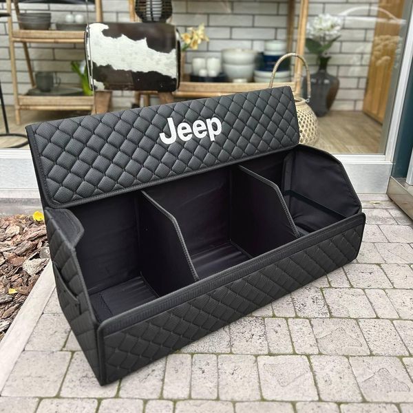 Органайзер в багажник с вышивкой Jeep, черный, 80 см, автомобильный органайзер в авто ORG80-JEEP-03 фото
