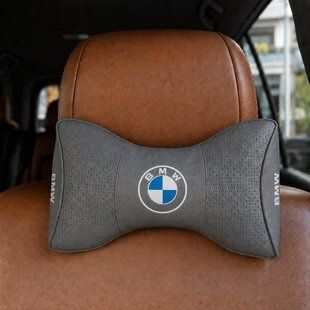 Подушка на підголовник в авто з логотипом BMW сіра 1 шт ORTG-BMW-GRA фото