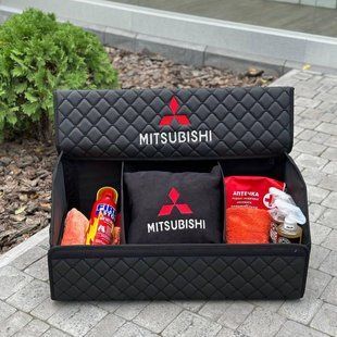 Органайзер в багажник с вышивкой Mitsubishi, черный, 65 см, автомобильный органайзер в авто ORG65-MITSUBISHI-02 фото
