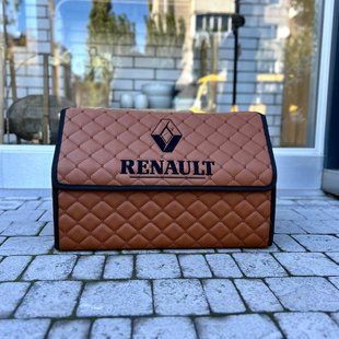 Органайзер в багажник с вышивкой Renault, коньячный, 50 см, автомобильный органайзер в авто 000005260 фото