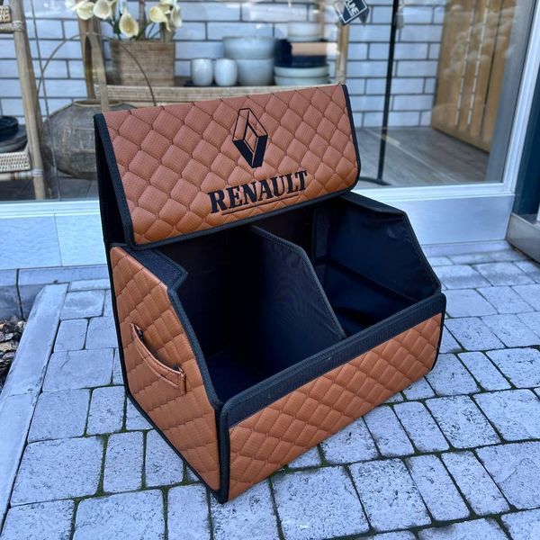 Органайзер в багажник з вишивкою Renault, коньячний, 50 см, автомобільний органайзер в авто 000005260 фото