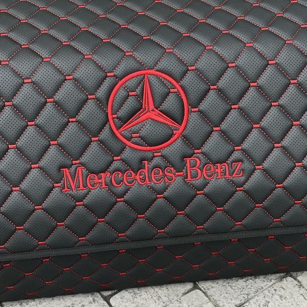Органайзер в багажник с вышивкой Mercedes, черный скрасной ниткой, 50 см, автомобильный органайзер в авто 00021375 фото
