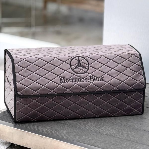Органайзер у багажник на магніті з логотипом Mercedes з велюру, сірий, 65 см, сумка в багажник 200041835 фото