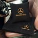 Подушка и плед в машину с логотипом авто Mercedes, черный с бирюзовой ниткой 00021455 фото 3