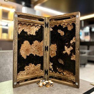 Нарды из натурального дерева и эпоксидной смолы, 50х50 см, ручной работы 119822 фото