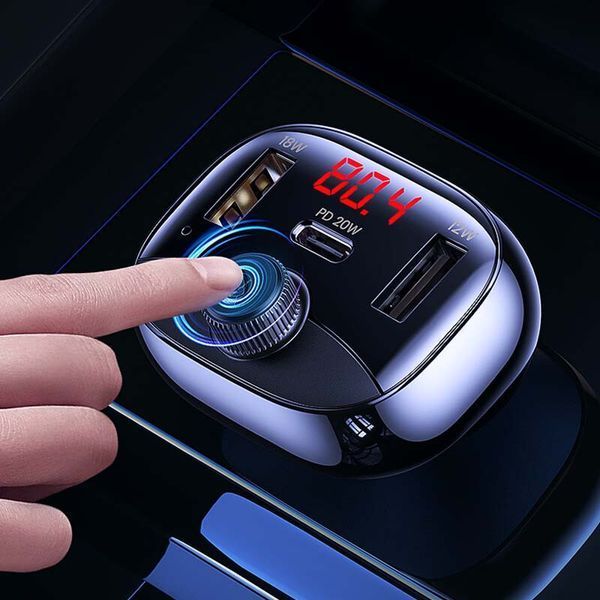 Адаптер автомобільний USAMS with Bluetooth FM Digital Display US-CC143 C25 |2USB/1Type-C, 3A/50W, QC/PD, TF| US-CC143 C25 фото