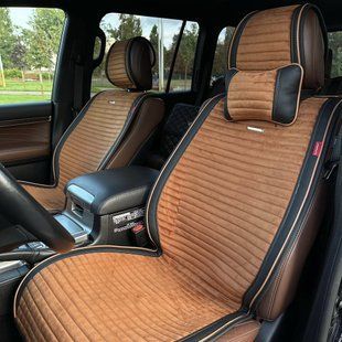 Накидки на сиденья авто MONACO, CarFashion, коньячный/черный, передний ряд MONACO-21820 фото