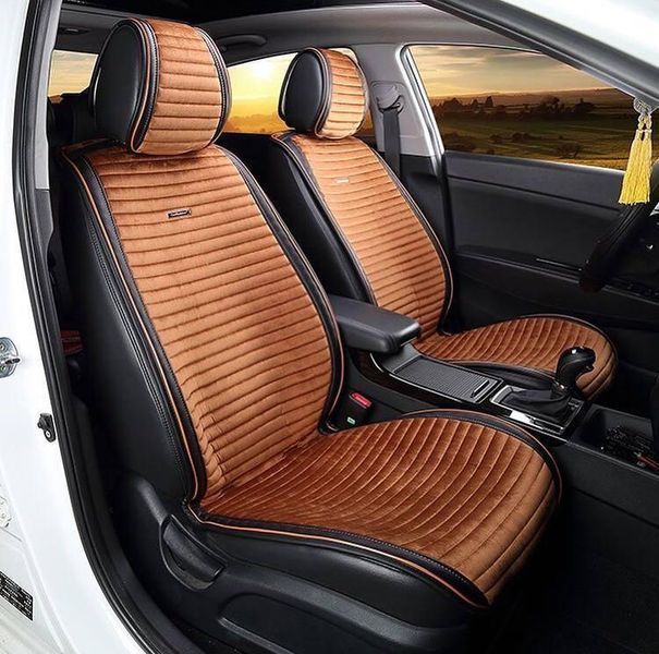 Накидки на сиденья авто MONACO, CarFashion, коньячный/черный, передний ряд MONACO-21820 фото