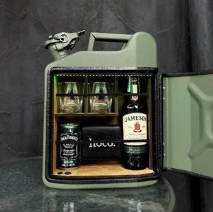 Канистра бар 10л с подсветкой, подарочный набор для мужчины, мини-бар K10-GRE-M-16 фото