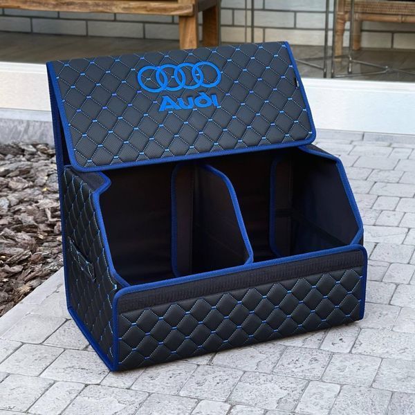 Органайзер у багажник з логотипом Audi з екошкіри, чорний, 50 см, бокс у багажник 200040947 фото