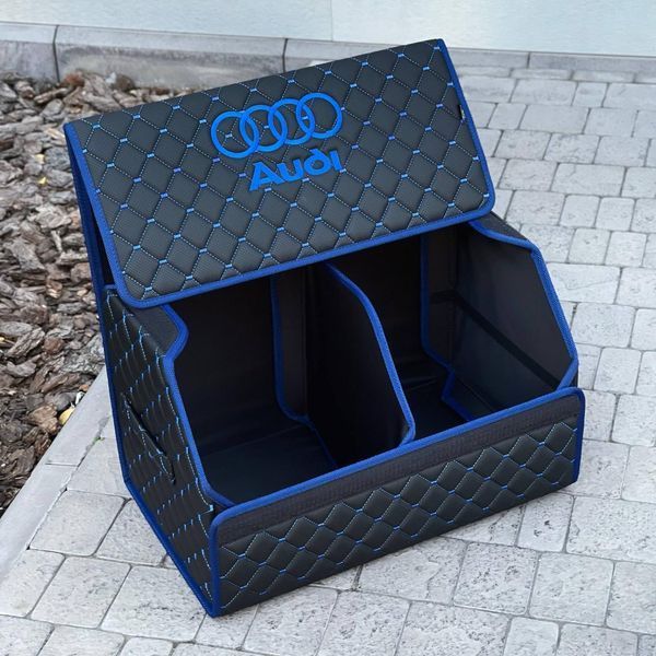 Органайзер у багажник з логотипом Audi з екошкіри, чорний, 50 см, бокс у багажник 200040947 фото