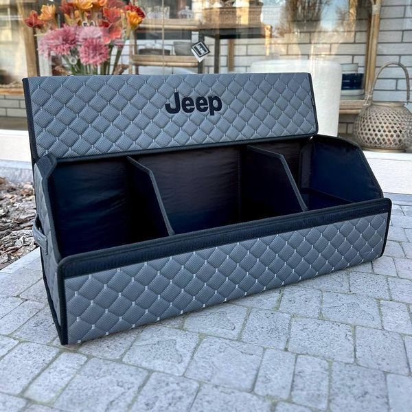 Органайзер в багажник с вышивкой Jeep, серый, 80 см, автомобильный органайзер в авто 000006943 фото