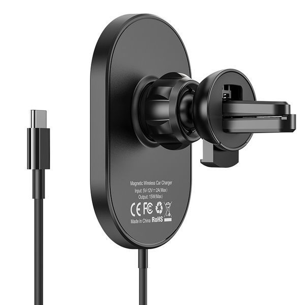 Тримач для телефона в автомобіль HOCO Powerful magnetic wireless charging Car holder CA90 |15W| CA90 фото