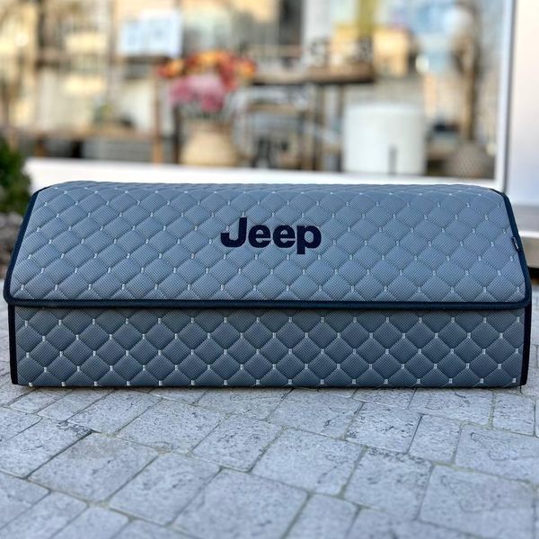 Органайзер в багажник с вышивкой Jeep, серый, 80 см, автомобильный органайзер в авто 000006943 фото