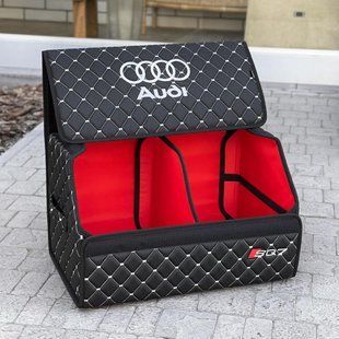 Органайзер в багажник с вышивкой Audi, черный с красной подкладкой, 50 см, автомобильный органайзер в авто 00022472 фото
