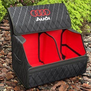 Органайзер в багажник Audi, велюр, черный с красной подкладкой, 50 см, автомобильный органайзер в авто 00021383 фото