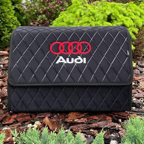 Органайзер в багажник Audi, велюр, черный с красной подкладкой, 50 см, автомобильный органайзер в авто 00021383 фото