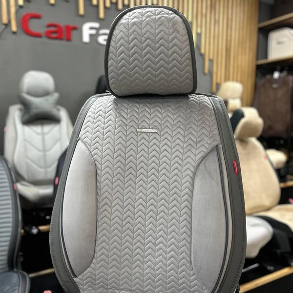 Повний комплект авточохлів CarFashion, модель SHEVRON, сірий 200041134 фото
