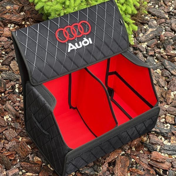 Органайзер в багажник Audi, велюр, черный с красной подкладкой, 50 см, автомобильный органайзер в авто 00021383 фото
