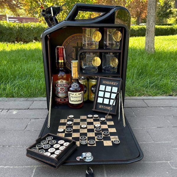 Каністра-бар 20л, гральна, ШАХИ, НАРДИ, РУЛЕТКА, чорний, подарунок другу, хлопцю, чоловіку HOR042 фото