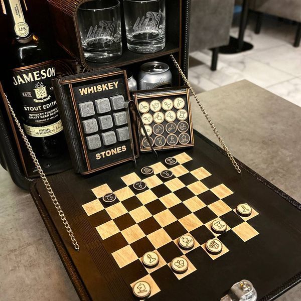 Каністра-бар 20л, гральна, ШАХИ, НАРДИ, РУЛЕТКА, чорний, подарунок другу, хлопцю, чоловіку HOR042 фото