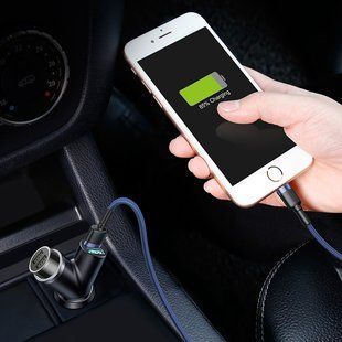 Адаптер автомобильный BASEUS dual USB + Cigarette Lighter extended car charger | 2USB, 3.4A, 40W (CCALL-YX01) CCALL-YX01 фото