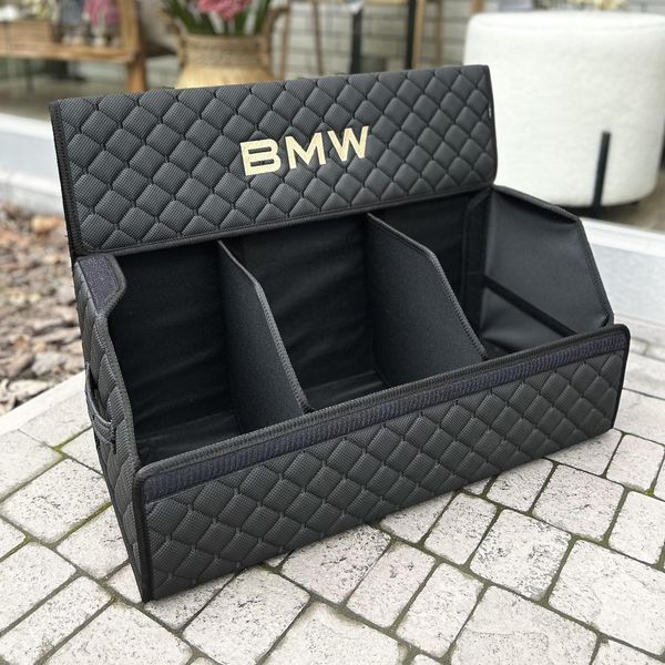 Органайзер у багажник з вишивкою BMW, чорний, 65 см, автомобільний органайзер в авто 000007190 фото