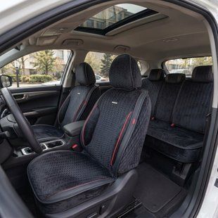 Повний комплект авточохлів CarFashion, модель SHEVRON, чорний/червоний 200041133 фото