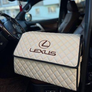 Органайзер в багажник с вышивкой Lexus, бежевый, 50 см, автомобильный органайзер в авто ORG50-LEXUS-01 фото