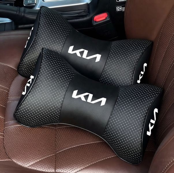 Подушка на підголовник в авто з логотипом Kia Motors чорна 1 шт ORTG-KIA-BLK фото