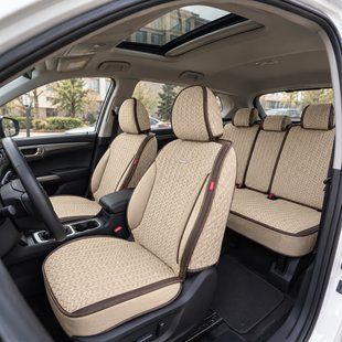 Повний комплект авточохлів CarFashion, модель SHEVRON, бежевий/коричневий 3217833752 фото