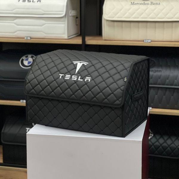 Органайзер в багажник с логотипом Tesla из экокожи, черный, 50 см, коробка в багажник 200042758 фото