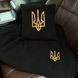 Подушка и плед в машину с вышивкой герба, флисовый набор, подарок ко Дню защитника Украины FLISET-GERB-BLK-YEL фото 1