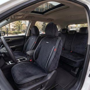 Повний комплект авточохлів CarFashion, модель SHEVRON, чорний/сірий 200041131 фото