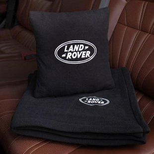 Подушка и плед в машину с логотипом Land Rover, флисовый набор FLISET-LANDR-BLK-WHI фото