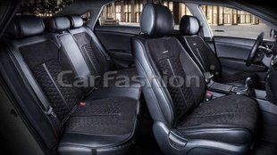 Авточехлы на сиденья STALKER 3D, CarFashion, комплект, черный/т.серый 22424 фото